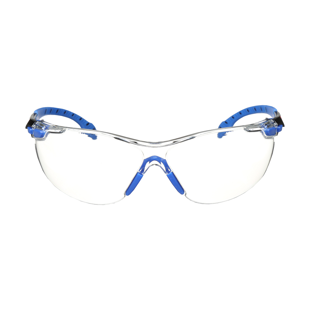 3M Solus 1000-Series S1101SGAF Blue/Black Clear Anti-Fog and Anti-Scratch Scotchgard Protector Safety Glasses from GME Supply
